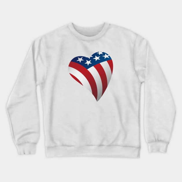 USA Love Heart with American Flag Stars and Stripes Crewneck Sweatshirt by hobrath